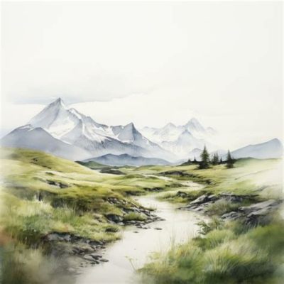 Dwelling in the Mountains -  a Delicate Landscape Painted With Exquisite Detail and Ethereal Tranquility!